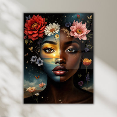 Art mural en verre trempé femme afro-américaine