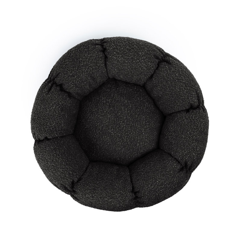 Round Bed With Removable Seat Cushion, Black, 3" H x 21" W x 21" D
