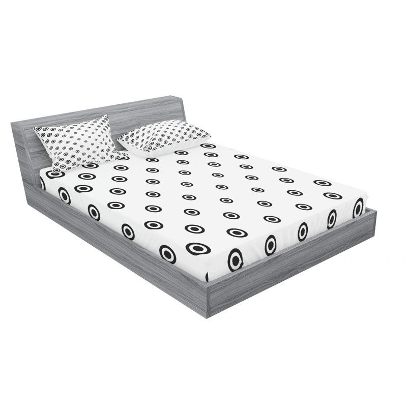 Microfiber Polka Dots Sheet Set, Queen Sheet Set + Fitted Sheet + 2 Pillowcases