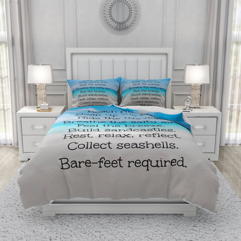  Ensemble de housse de couette Beach Rules, Housse de couette simple et 2 taies décoratives