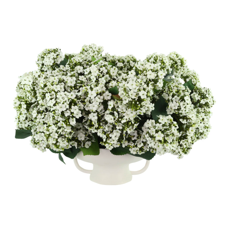 Hortensias en herbe dans un vase en céramique