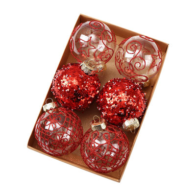 6pc Transparent Painted Christmas Balls Set Christmas Decoration Christmas Tree Hanging Decoration 8cm