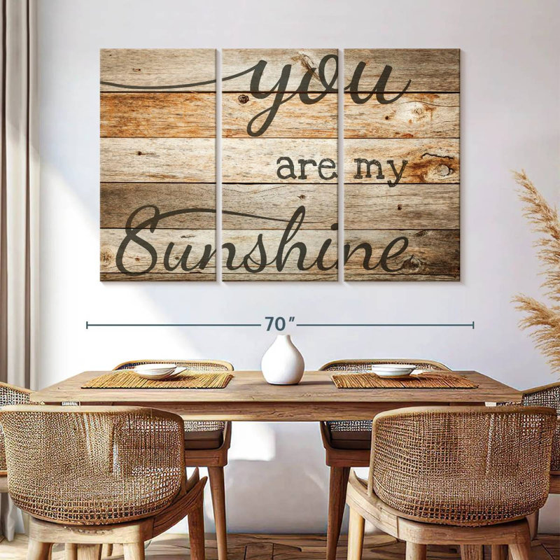 You Are My Sunshine Typographie II - ensemble de 3 toiles tendues, H 42 po x l 65 po x P 1,25 po