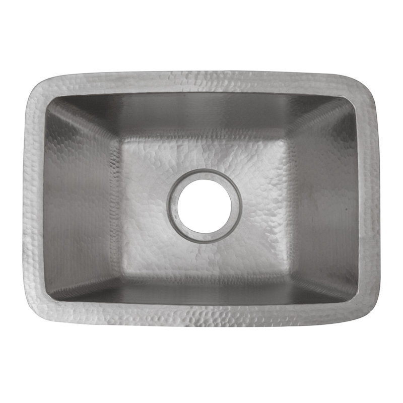 17" Rectangle Copper Prep Sink in Nickel w/ 3.5" Drain Opening