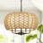 5 - Light Dimmable Drum Bohemian Hemp Rope Burlap Chandelier Hand-woven Natural Rattan Pendant-2124000107