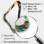 Vert et orange Mid Century Innovations IV - Décoration abstraite moderne en métal - Miroir mural asymétrique