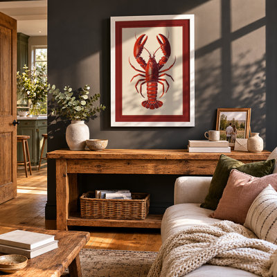 Crimson Lobster Botanical - Framed Print