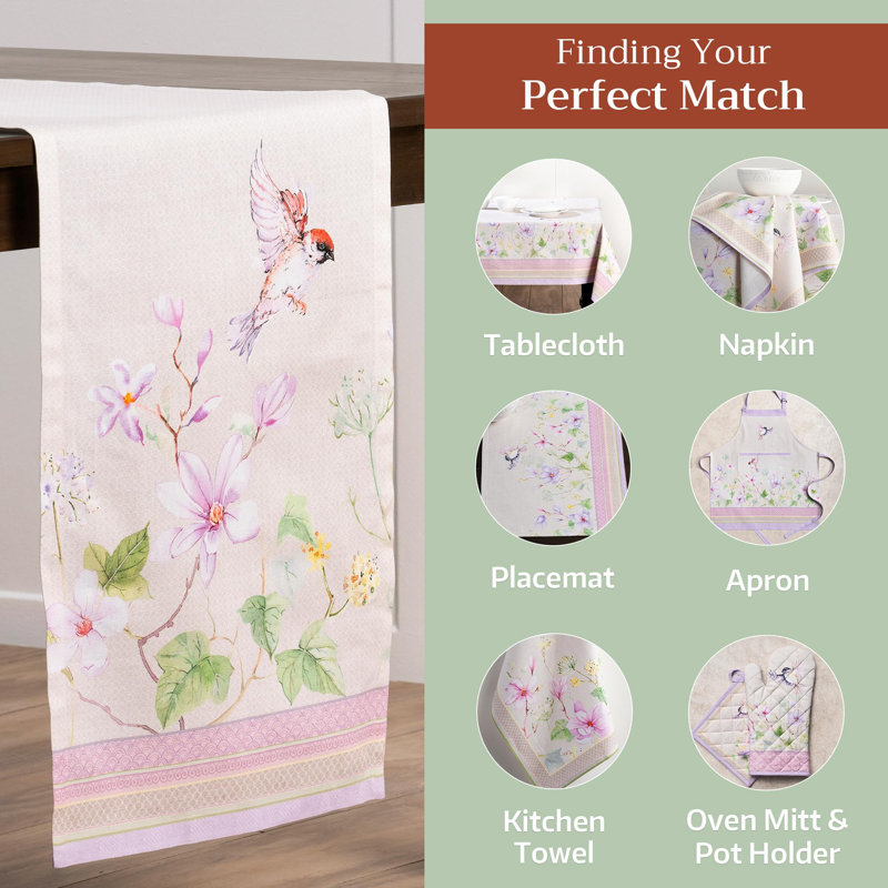 Maison d'Hermine Magnolia Mornings 100% Cotton Table Runner - Single Layer - 14.5" x 72", 72" L x 14.5" W