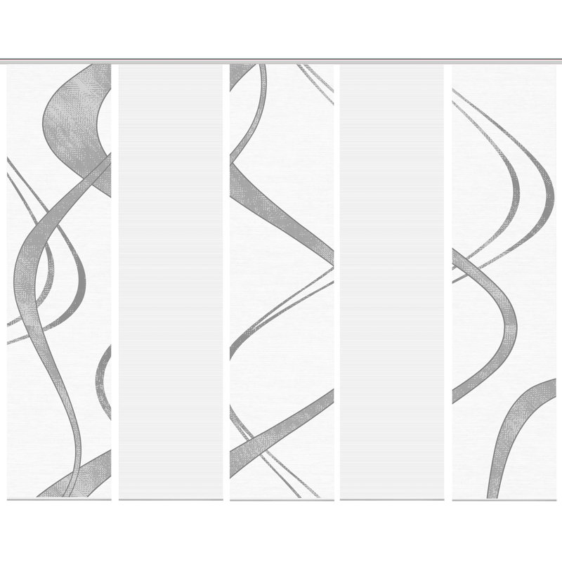 Paulk Semi Sheer Curtain Panel Pair, White/Grey