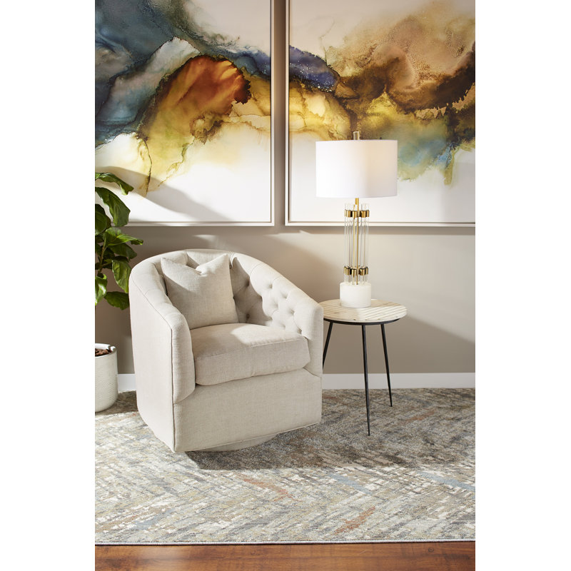 Ocassionelle Swivel Armchair, Gray Polyster