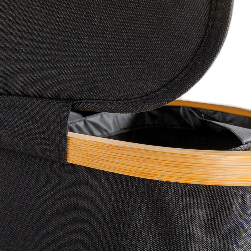 Black Polyester Rectangular Upright Hamper with Flip Top Lid