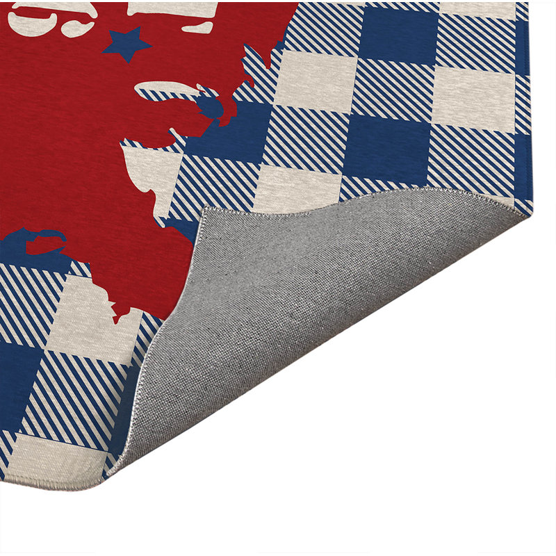 Tapis de sol antidérapant EST 1776 Gingham, L 72 po x P 48 po, Rouge