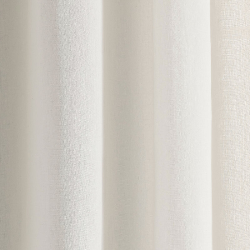 Luxury Modern Flower Linen Like Embroidery Border Cotton Blend Curtain, White/Blue
