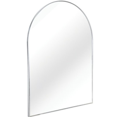 Arched Wall Mirror 30X36 Inch With Silver Metal Frame For Bathroom - Hd Glass, Rust Aluminum Alloy, Easy To Install Design Follow Installation