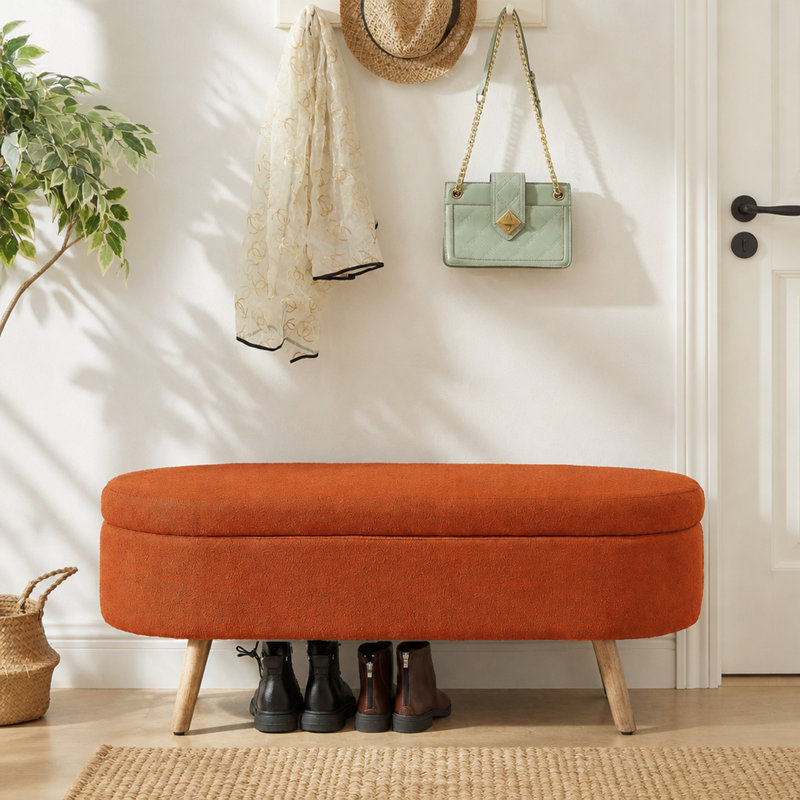 Banc de rangement avec repose-pieds ovale Luxury, Orange