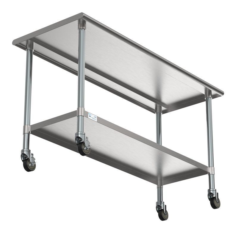60'' W Stainless Steel Top Height-Adjustable Workbench with Wheels