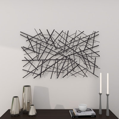 Dark Gray Metal Overlapping Lines Geometric Home Wall Decor