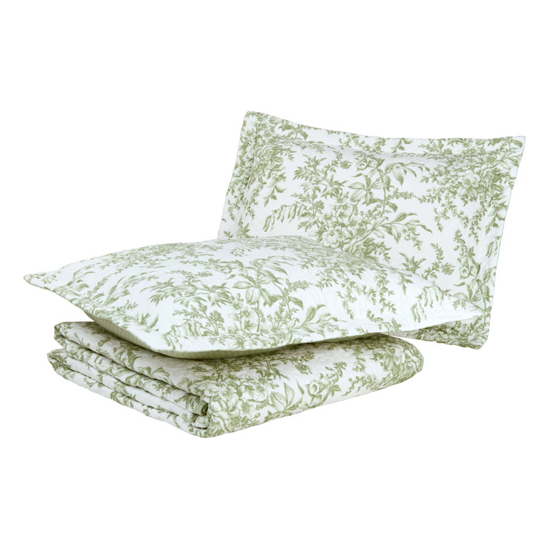 Bedford Twin White Cotton Reversible Quilt Set