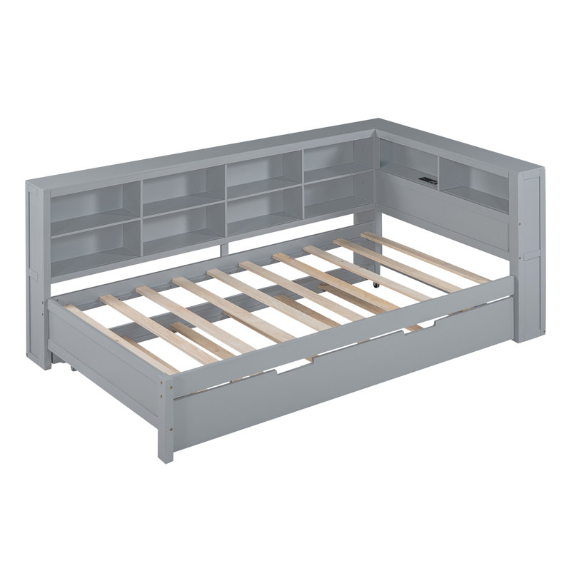 Twin Size Daybed With Twin Trundle, Gray