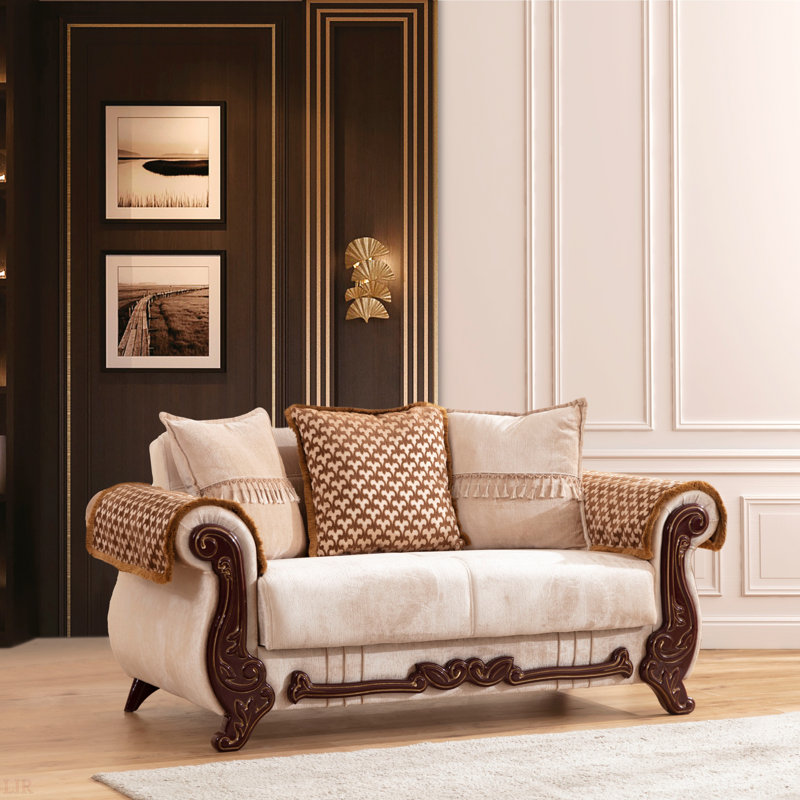 Causeuse de style traditionnel en bois d'ameublement en chenille