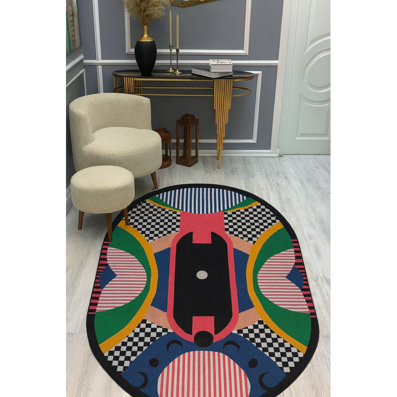 Tapis gris tissé à motif géométrique lavable Mosso, 6'7" x 9'10"
