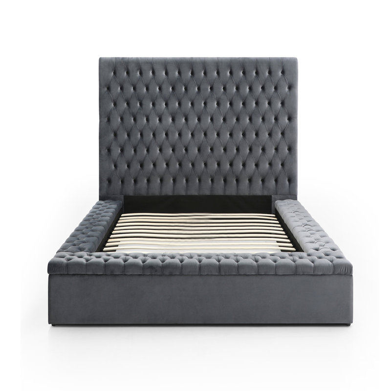 Upholstered Platform Storage Bed, Queen, Gray