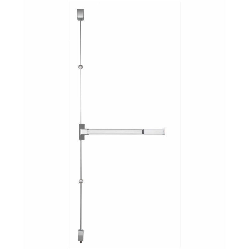Commercial Industrial Style Vertical Rod Exit Device, Aluminum, 6" H x 48" W x 2.625" D, Fire Rated Grade 1 Vertical Rod Exit