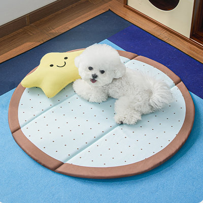 Tapis pour animal de compagnie à deux côtés imperméable pliable lavable à la main 17,7 po avec coussin étoile pour chats, bleu