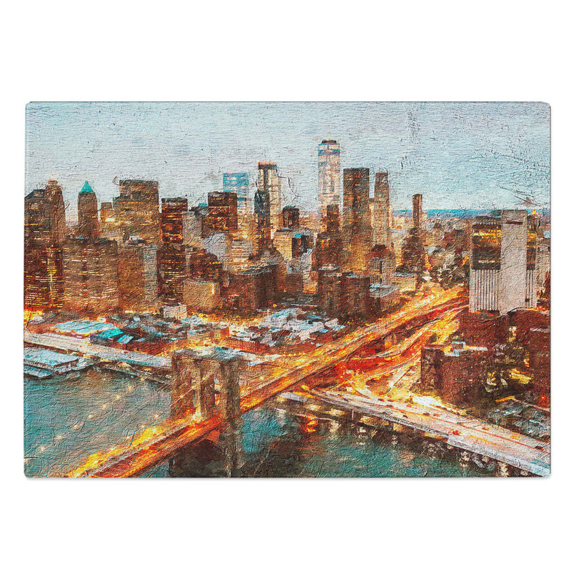 Glass Heading To New York City Chopping Board, 39 cm W x 28.5 cm L