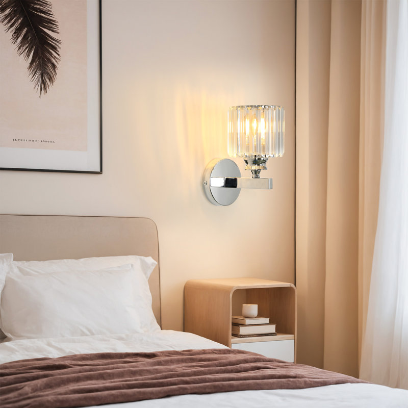 Modern Chrome 24cm Crystal Cylinder Wall Light