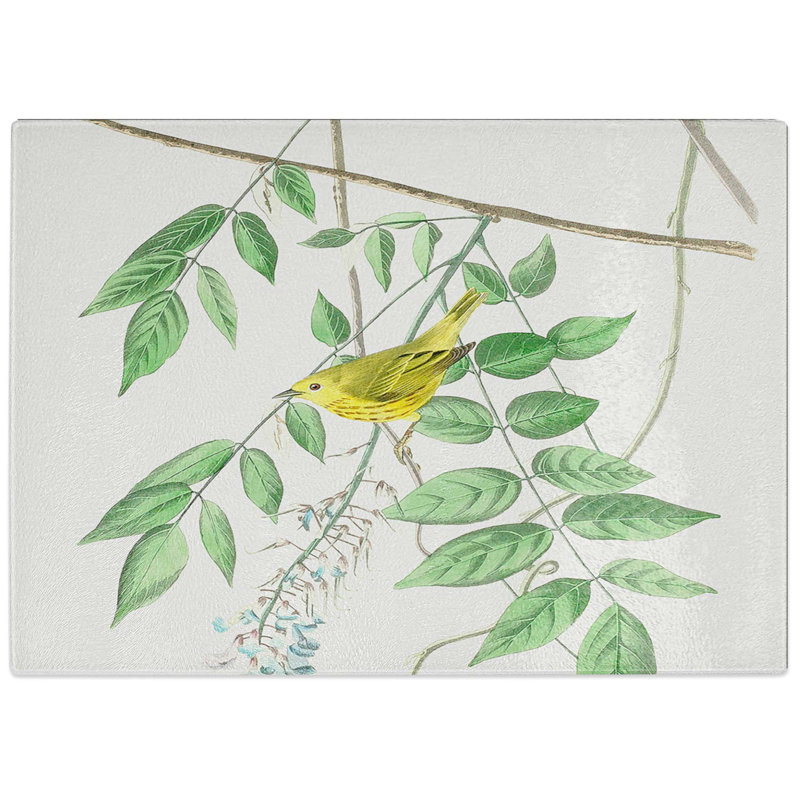Tempered Glass Yellow Warbler Chopping Board, 39 cm W x 28.5 cm L