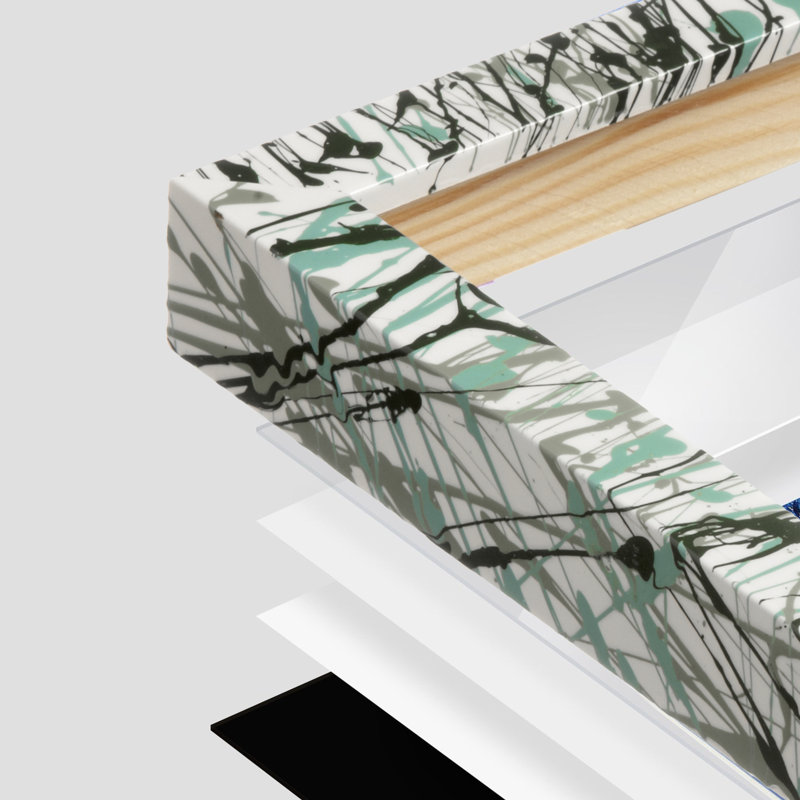 Cadre mural étroit Metro Fade Splash, Blanc/vert, 12 po x 12 po, 8 po x 8 po