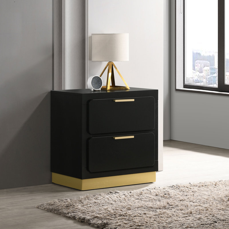 Mathison 2-Drawer Nightstand White, Black