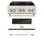 Cuisinière à double carburant ZLINE Autograph Edition 30 po en acier satiné avec accents-88587422