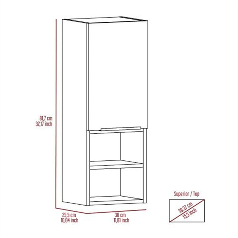 Armoire de salle de bain murale 1 porte Brisen, Beige