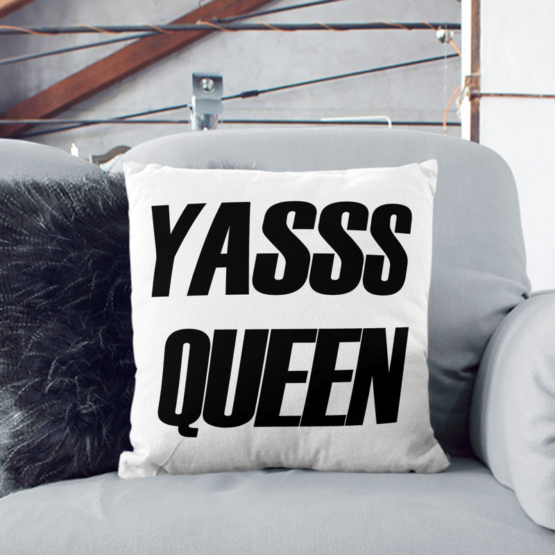 Yas Queen Typography Square Throw Cushion, 55cm H x 55cm W x 20cm D