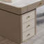 Bureau 5 tiroirs blanc + kaki + or fritté rectangulaire + bois manufacturé + acier inoxydable-832430331-832430325