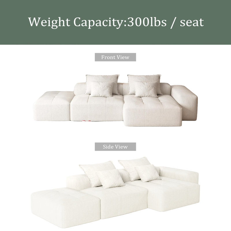 Canapé modulaire surdimensionné Modern, Chenille beige