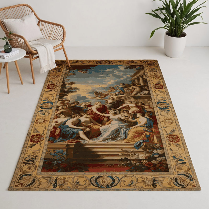 Tapis d'intérieur et d'extérieur brun français, Rectangle 5 pi x 7 pi