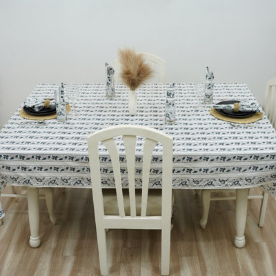 Nappe faite à la main à motif de blocs, avec motif floral Aradhna Bordar (8 places)