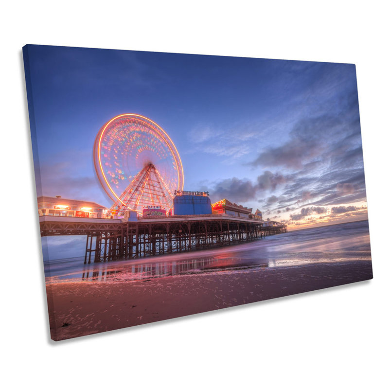 Blackpool Pier Beach - Wrapped Canvas Print, 81.3cm H x 121.9cm W x 4cm D