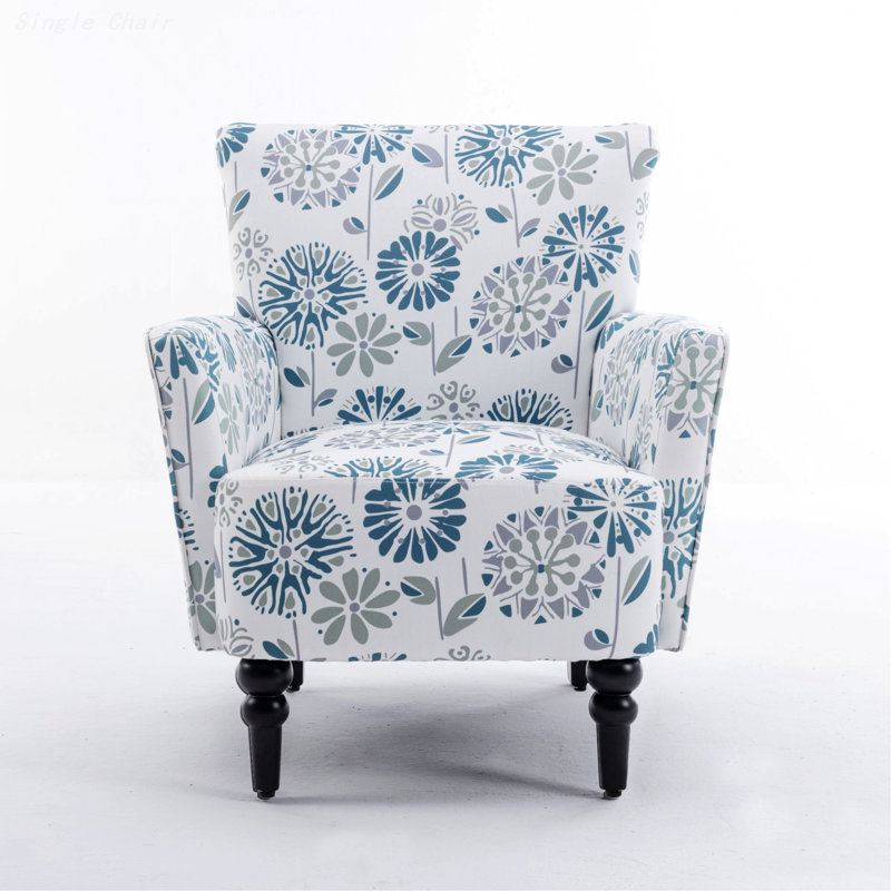 Domari Upholstered Armchair, White/Blue Linen