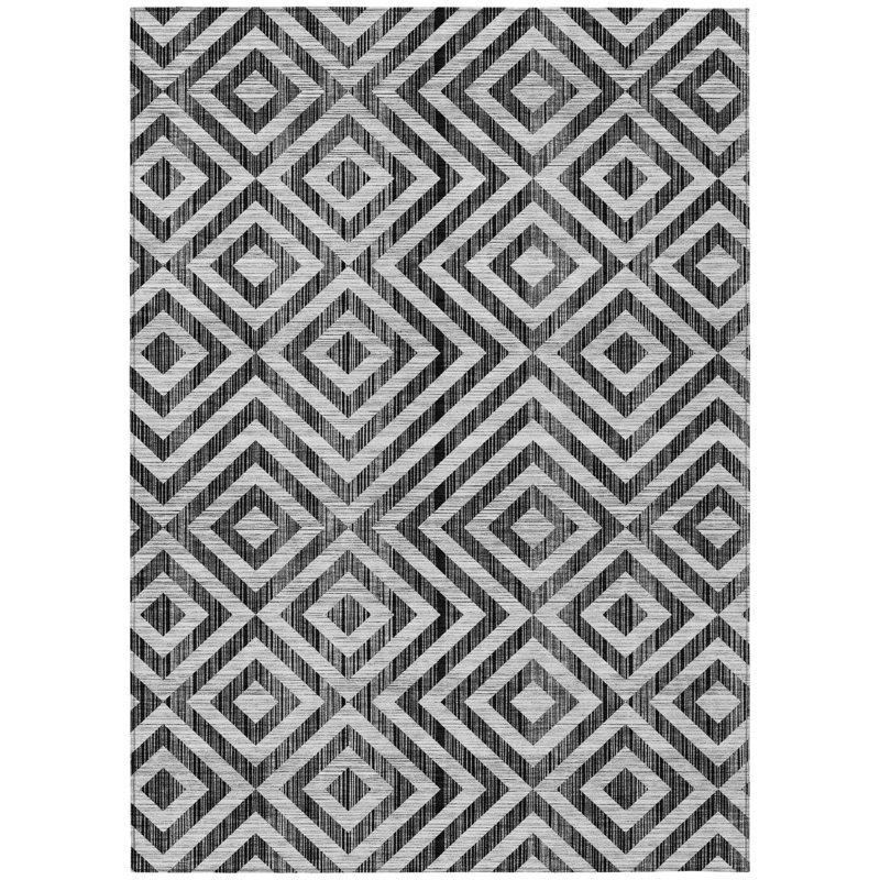 Tapis intérieur lavable à motif géométrique 3 pi x 5 pi gris