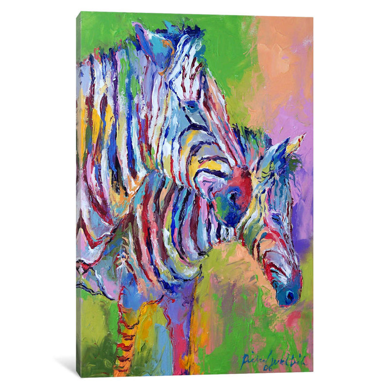 Zebra by Richard Wallich - Painting on Canvas, 30.48 cm H x 45.72 cm W, No Frame