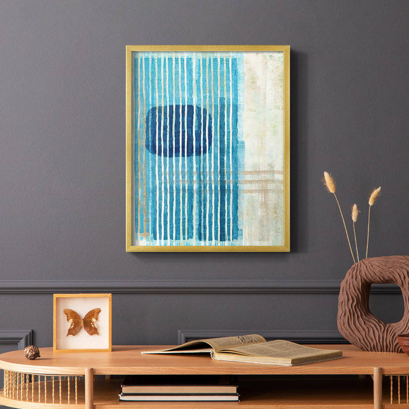 «Blue Blue Horizon I», reproduction encadrée - bois massif, H 14 po x l 11 po, Or