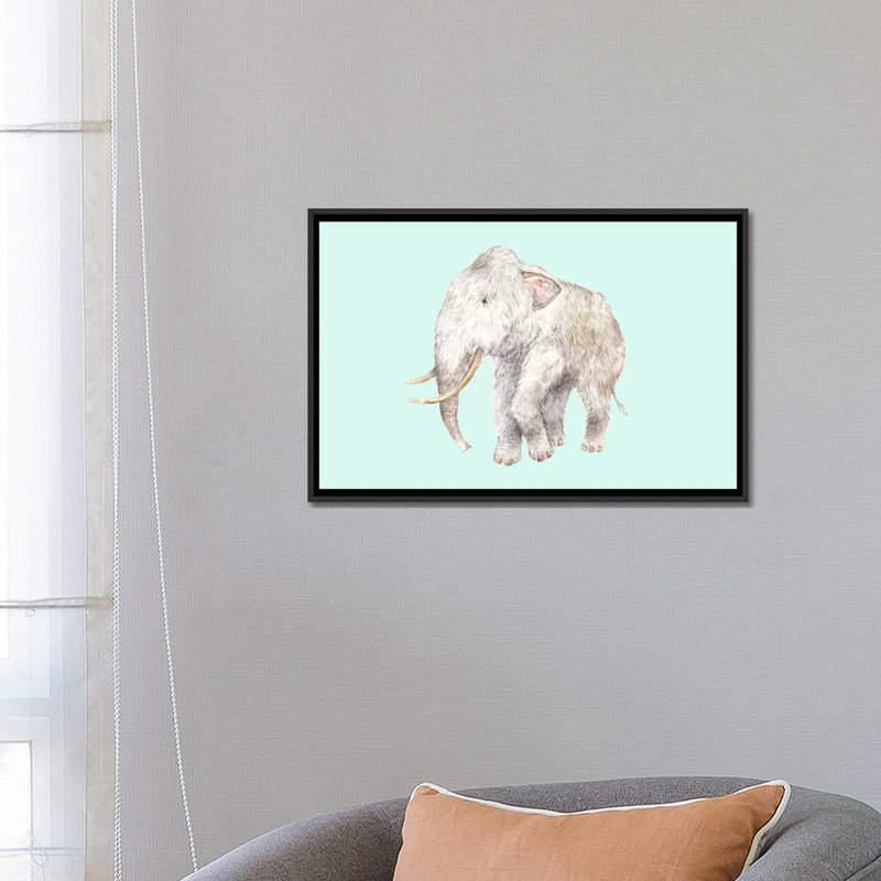 « lainely mammoth on blue », reproduction sur toile, H 18 po x l 26 po x P 1,5 po, Toile avec cadre noir