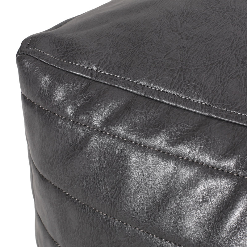 Pouf en similicuir gris Fashion - ou coussin de sol 24 po x 24 po x 12 po, limite de poids de 200 lb, décoratif, nettoyage des taches indispensable pour le coussin, capacité de 200 lb, accessoire décoratif, seulement essentiel