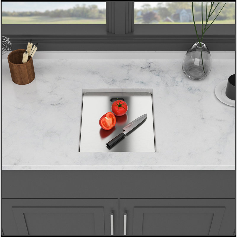 Évier de cuisine encastrable 15 po avec robinet pliant 15 po - éviers de cuisine en acier inoxydable de calibre 16 à cuve simple 15 po x 17 po