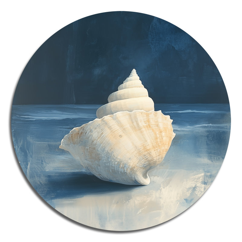 Coquillage au vent - Décoration murale ronde à thème nautique, imprimée sur métal, H 23 po x l 23 po
