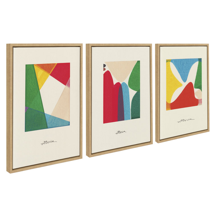 Abstract Vibrant Color Blocks Mid-century Modern Multicolor Block Colorful  Framed Abstract Geometric Canvas Print Wall Art Framed On Canvas 3 Pieces